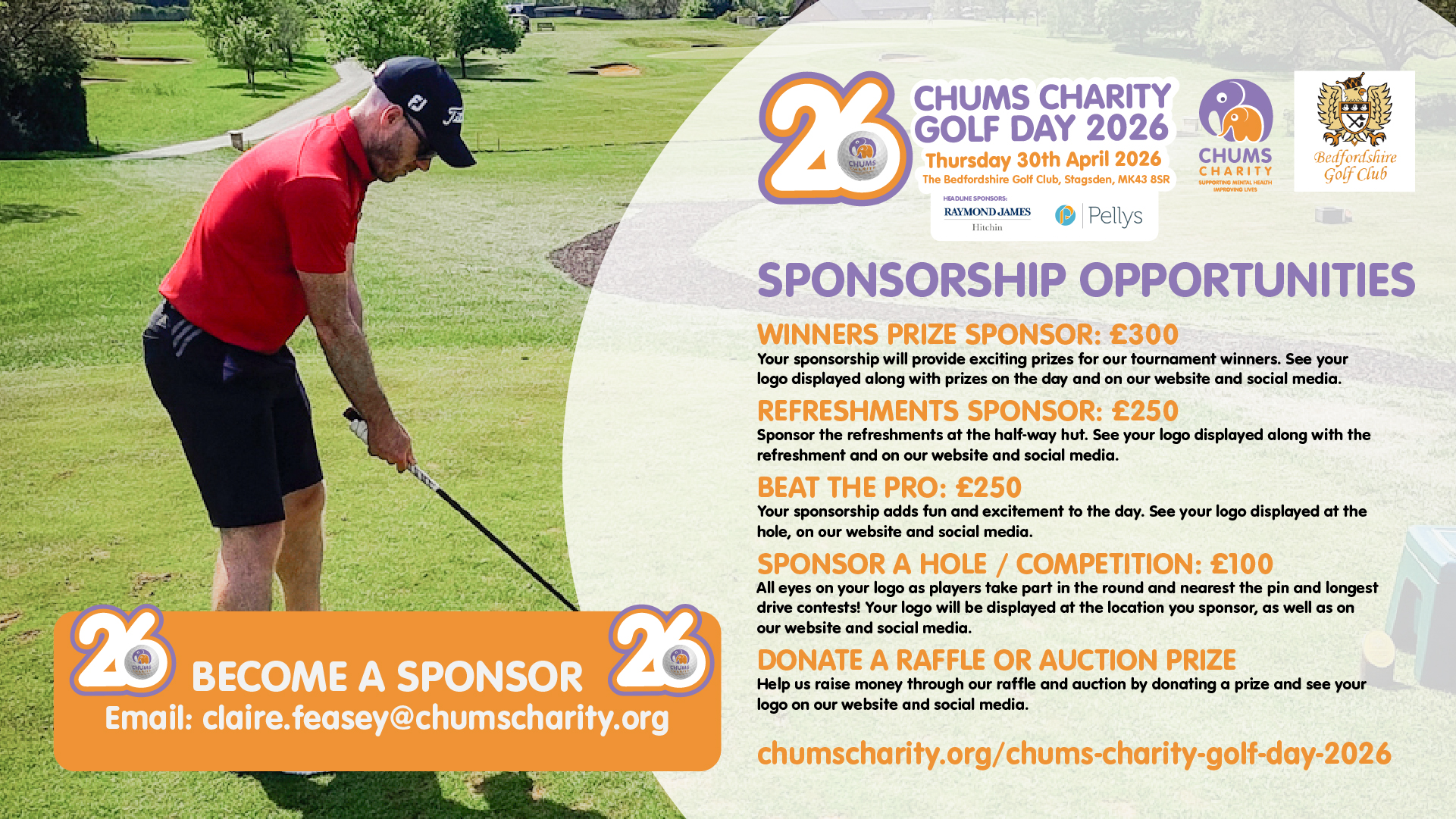 Sponsor the 2026 CHUMS Charity Golf Day at The Bedfordshire Golf Club